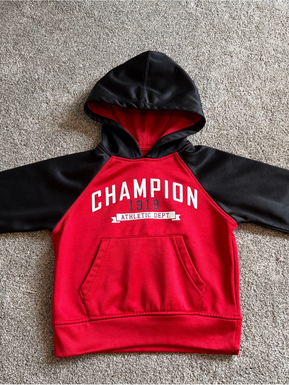 Champion Red and Black Kids Hoodie Sweatshirt size 5/6 and Champion Shirt Bundle